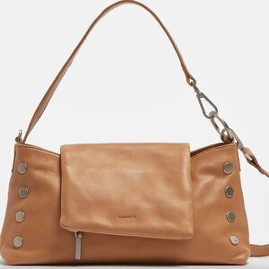 HAMMITT VIP Satchel Leather Shoulder Bag - almond tan / brushed silver